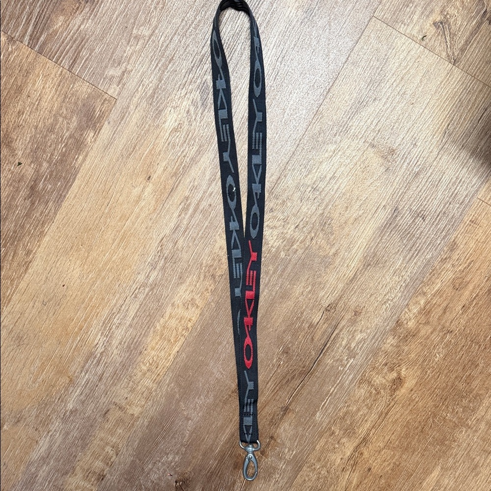 Oakley Black and Red Logo Lanyard
